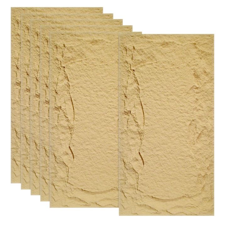 Set 6 x Panou Decorativ 3D, Naimeed D5749, design elegant, PU, 120 x 60 x 5 cm, Crem