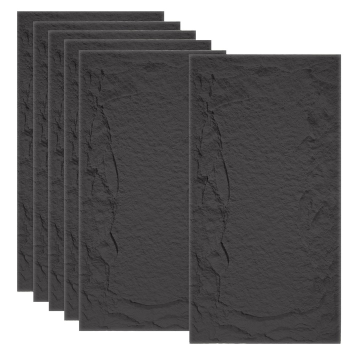 Set 6 x Panou Decorativ 3D, Naimeed D5751, design elegant, PU, 120 x 60 x 5 cm, Negru