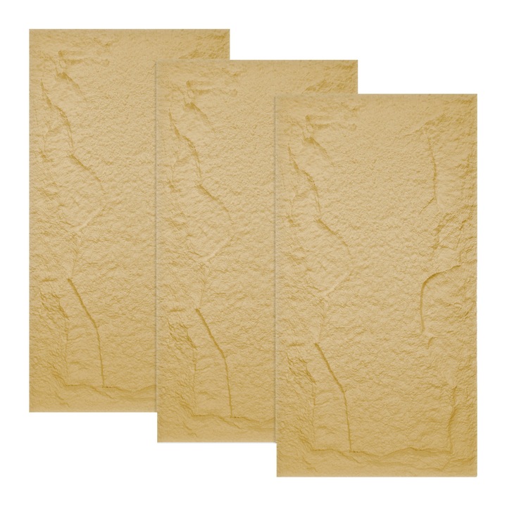 Set 3 x Panou Decorativ 3D, Naimeed D5754, design elegant, PU, 120 x 60 x 5 cm, Crem