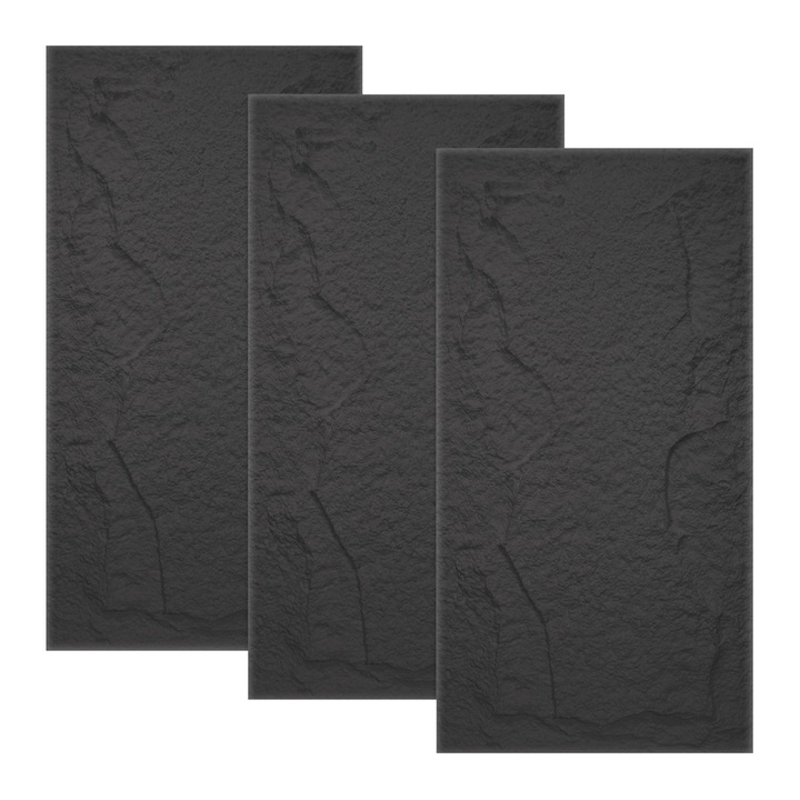 Set 3 x Panou Decorativ 3D, Naimeed D5756, design elegant, PU, 120 x 60 x 5 cm, Negru