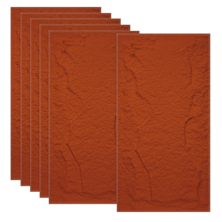 Set 6 x Panou Decorativ 3D, Naimeed D5755, design elegant, PU, 120 x 60 x 5 cm, Rosu