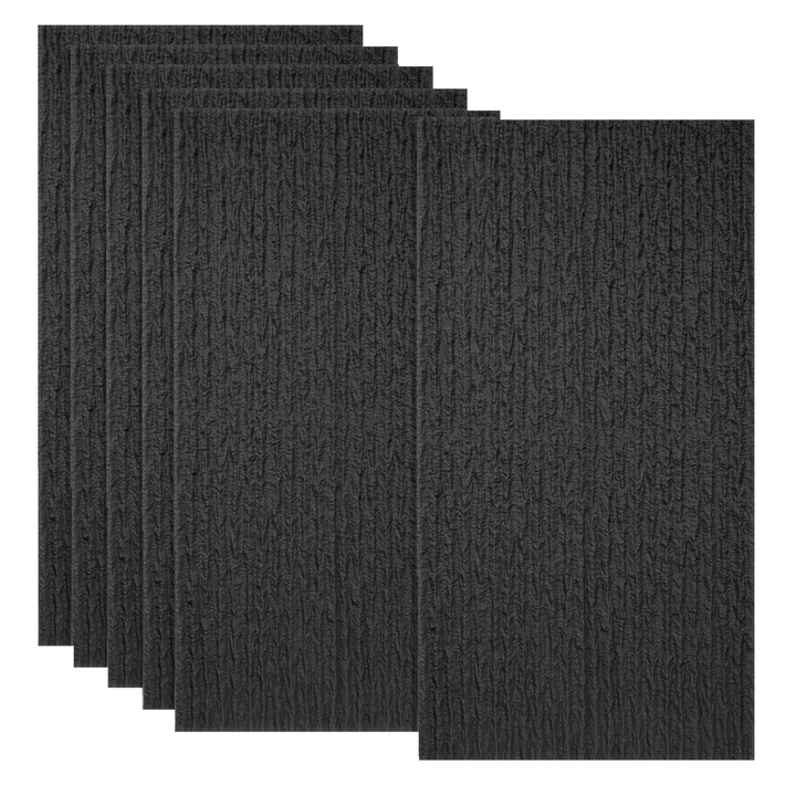 Set 6 x Panou Decorativ 3D, Naimeed D5785, design modern, PU, 120 x 60 x 2.5 cm, Negru