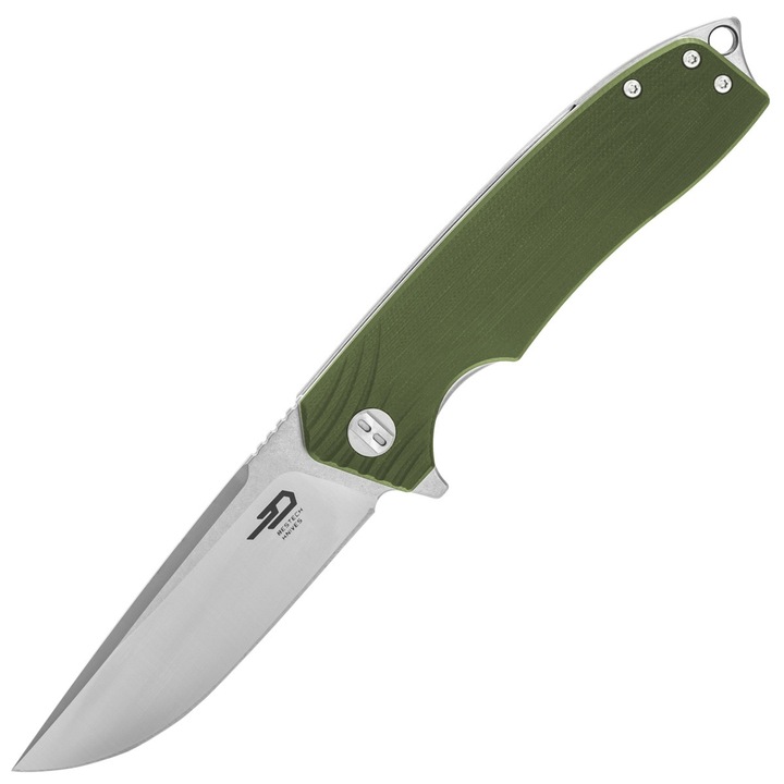 Cutit pliabil, Bestech Knives Lion, Inox, Maner G10, 88mm, Verde masliniu