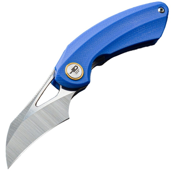Cutit pliabil, Bestech Knives Bihai, lama Sandvik 14C28N, maner G10, 54.5mm, Albastru