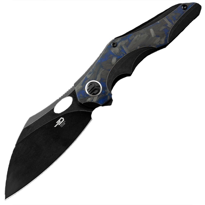 Kés, Bestech Knives, acél M390, penge 3,8 x 86 mm, nyél titán / üvegszál, összecsukható, 21 cm, szürke / fekete
