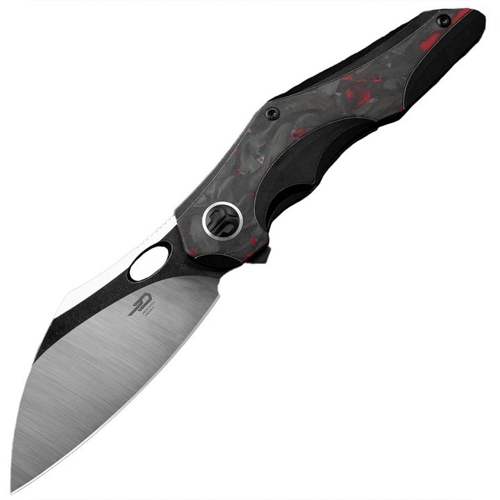 Cutit pliabil, Bestech Knives, Inox/Fibra de carbon, 85 mm, negru/argintiu