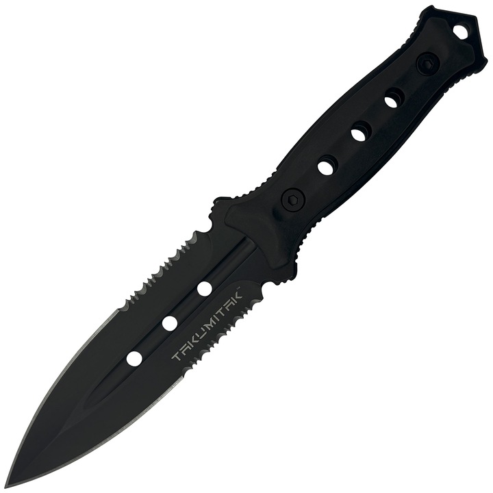 Kés, Takumitak, Rozsdamentes acél, Csúszásmentes nyél, 22,8 cm, Fekete