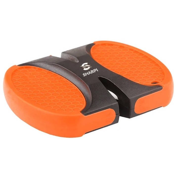 Ascutitor pentru cutite Sharpi, Carbura/Ceramica, Portocaliu/Negru