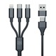 Кабел за данни, 3MK, USB-A към USB-C / MicroUSB / Lightning, 1,5 м, черен