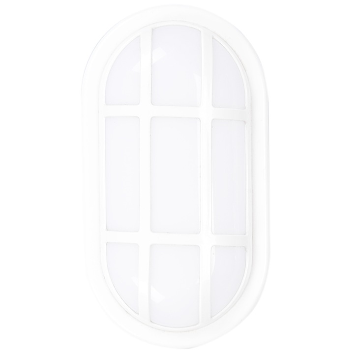 Ovális kültéri LED fali lámpa rúddal 20W, 1800LM, Hideg lámpa 6500K, IP54, fehér, 280x140mm - Ecoplanet