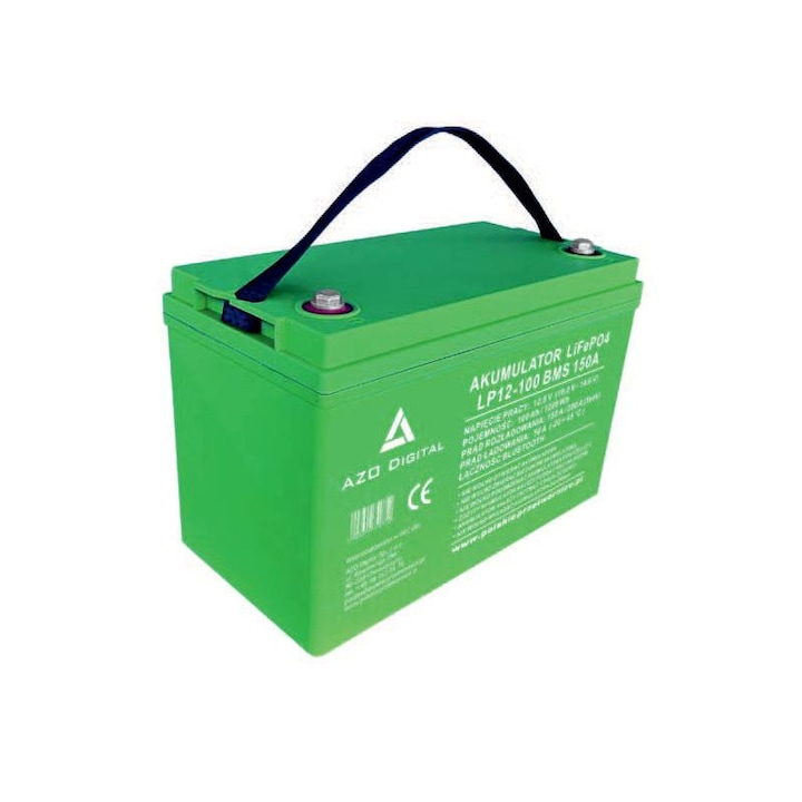 Baterie LiFePO4 12V 100Ah 150A 1280Wh cu Bluetooth si covoras de incalzire incorporat