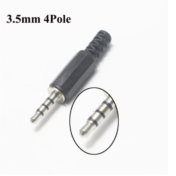 Connettore Jack 3.5 Mm 4 Poli Maschio Per Riparazione Cuffie – Saldabile In Lega Di Zinco