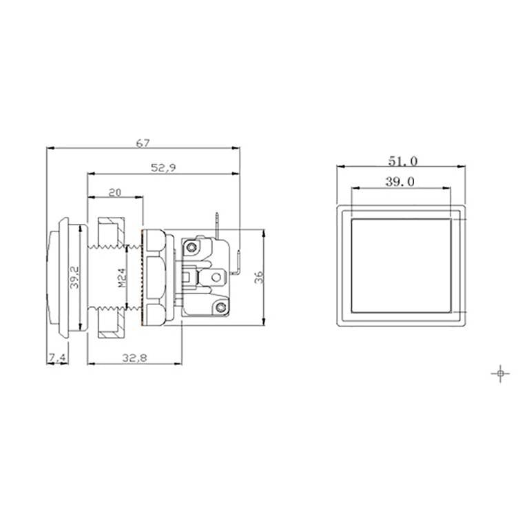 Buton de apasare patrat, 51 mm, 12V, Verde - eMAG.ro