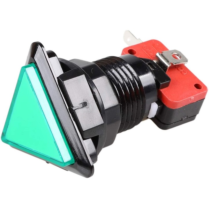 Триъгълен бутон, AJMAKER, вграден LED, 12 V, зелен