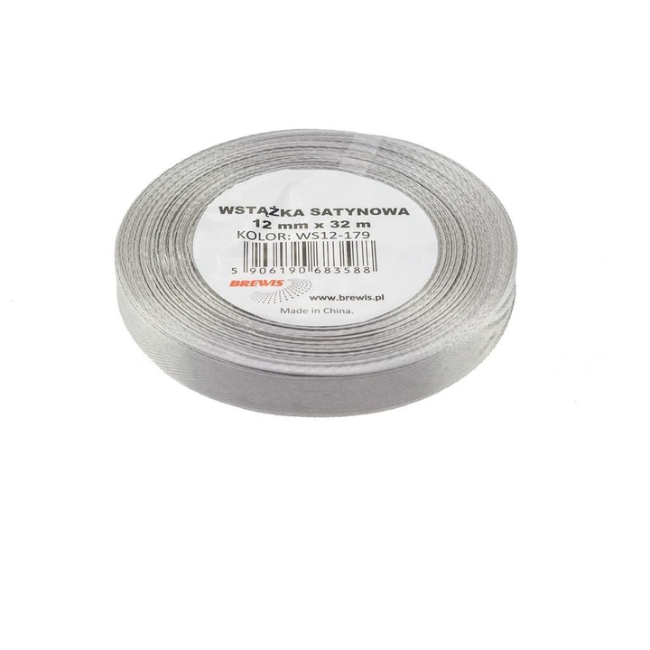 Panglica satinata, Brewis, 12mmx32m, Argintiu