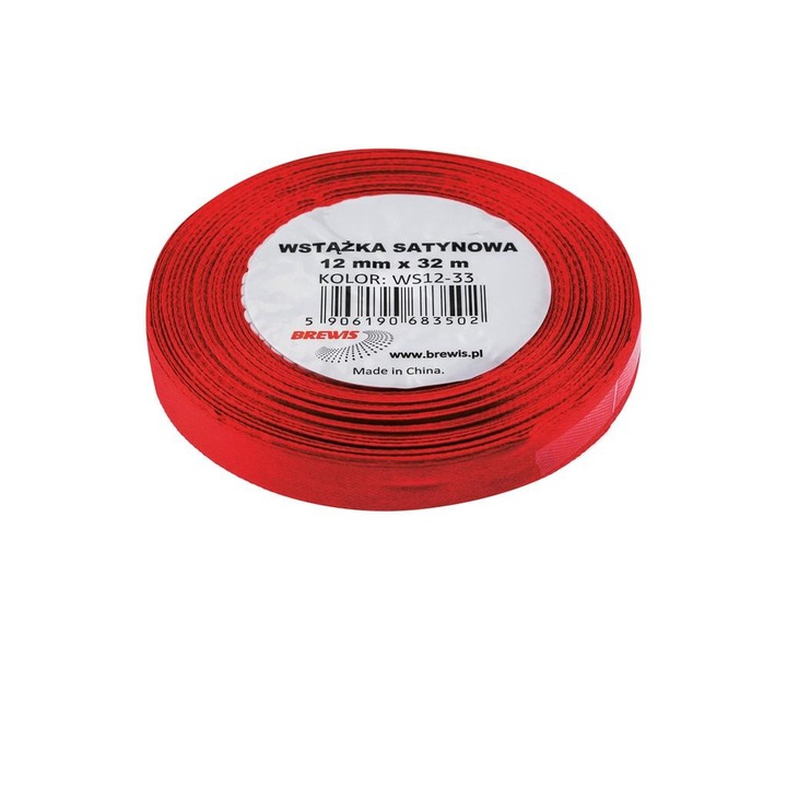Szatén szalag, Brewis, 12mmx23m, Piros