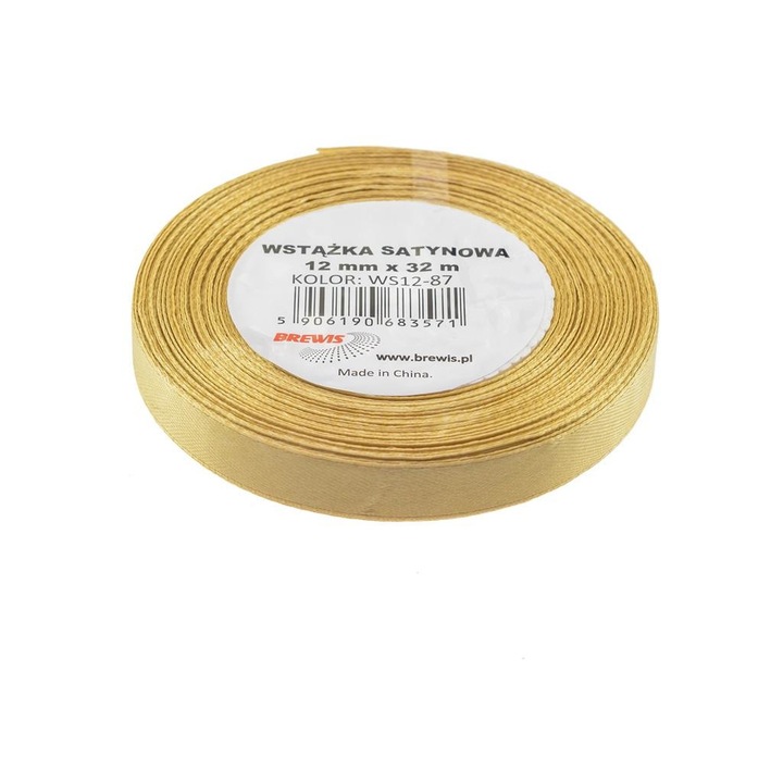 BREWIS szatén szalag, arany, 12mmx32m
