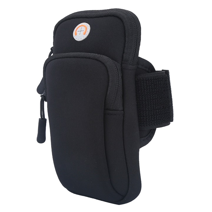 Sport kartáska, neoprén, telefonhoz, vízálló, 18 x 10 cm, fekete