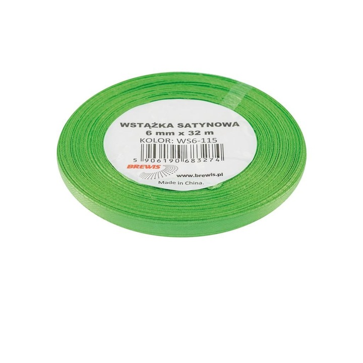 Panglica, BREWIS, Satin, Verde, 6mmx32m