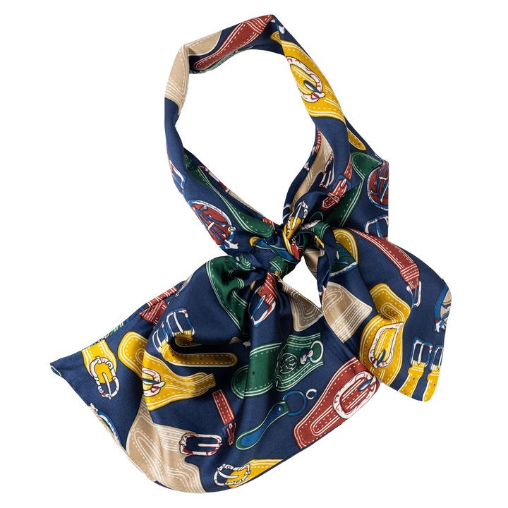 Esarfa fantezie, 30x60 cm, model curele albastre