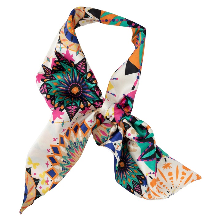 Esarfa fantezie, 30x60 cm, model flori indiene