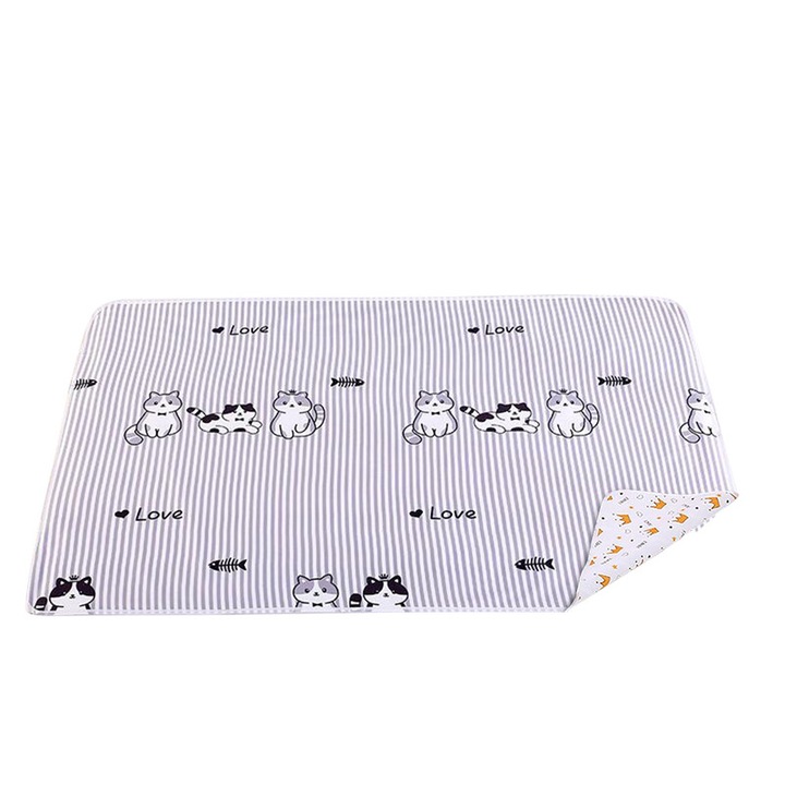 Aleza impermeabila mare pentru copii, FreeBiz®, absorbanta si lavabila, refolosibila, paturica, pentru schimbat scutecul bebelusului, 70x120cm, pisoi reprezentare