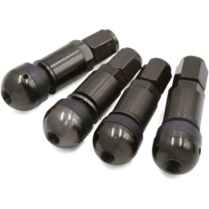 Set 4 Valve metalice negre pentru senzori presiune(baza rotunda)