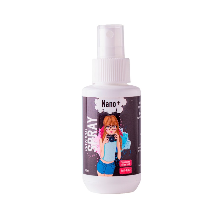 Solutie curatare ochelari, lentile Nano +, fara alcool, Antistatica, Anti-aburire, 100ml