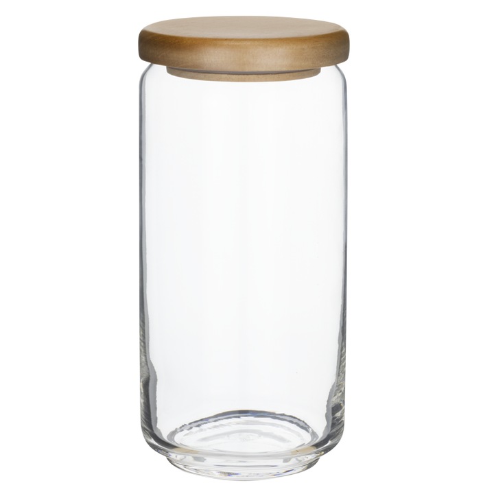 Стъклен буркан с дървен капак Ocean, 1000ml, Ø9.2xh19.3cm