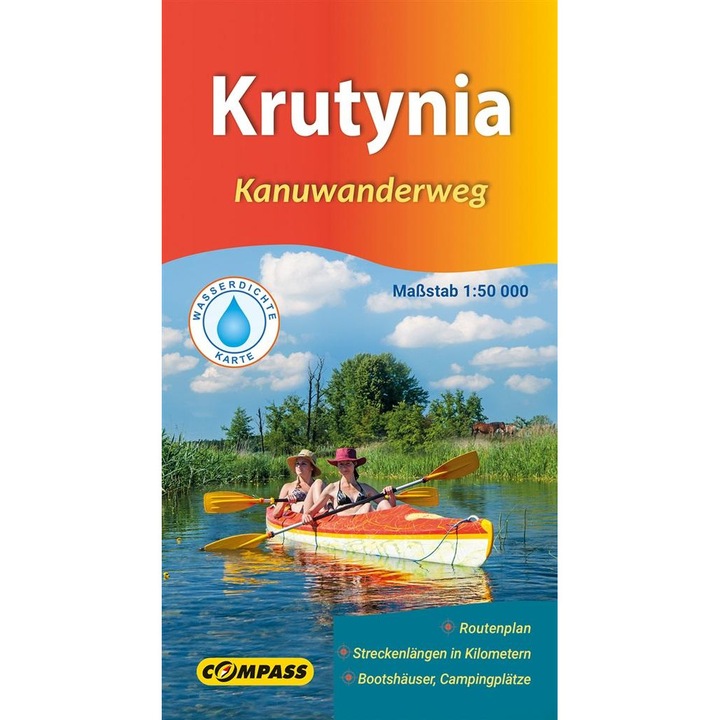 Harta si ghid kayak Krutynia, COMPASS, 1:50 000, versiune germana
