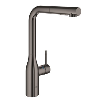 Baterie bucatarie Grohe Essence 30504A00, 3/8'', inalta, tip L, dus, 2 functii, lucios, grafit