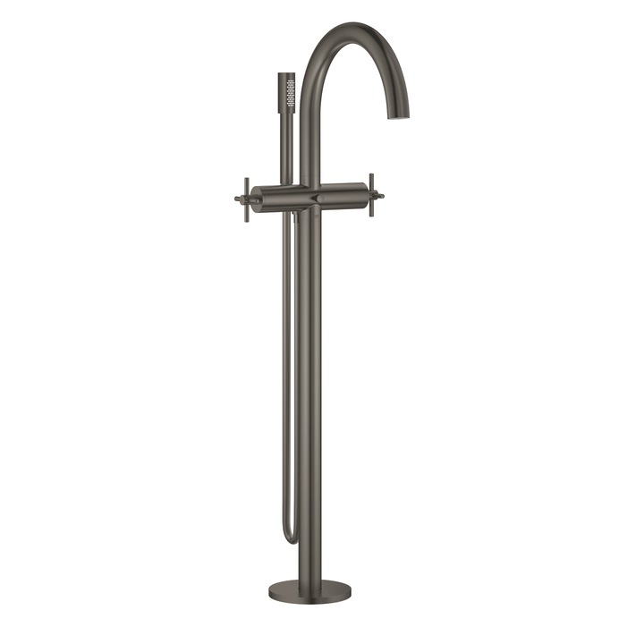 Baterie cada Grohe Atrio 25044AL3, 1/2'', pe podea, set dus, necesita valva, mat, grafit