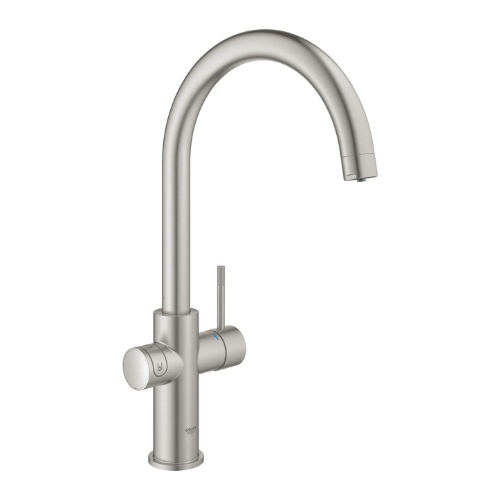 Смесител за кухня Grohe Blue Home 31455DC1, 3/8'', Тип C, Висок чучур, Филтър, Охлаждане, Газирана вода, Мат, Steel