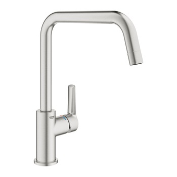 Baterie de bucatarie Grohe Start 30470DC0, 3/8'', inalta, tip U, pivotanta, mat, otel