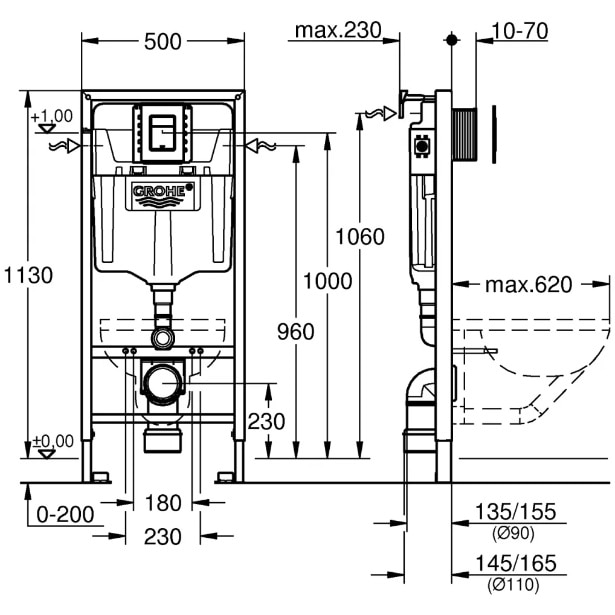 Rapid SL 5-in-1 set for WC, 1.13 m installation height | GROHE