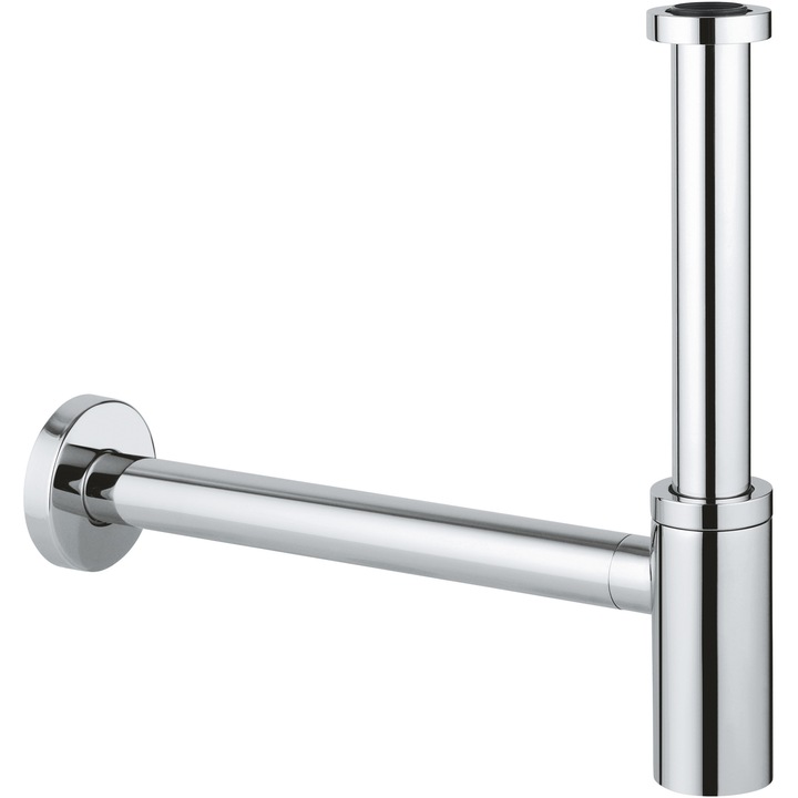 Сифон за мивка Grohe 28912000, 1 1/4'', Месинг, Плъзгаща се розетка, Капачка с резба, за по- лесно почистване, Хром