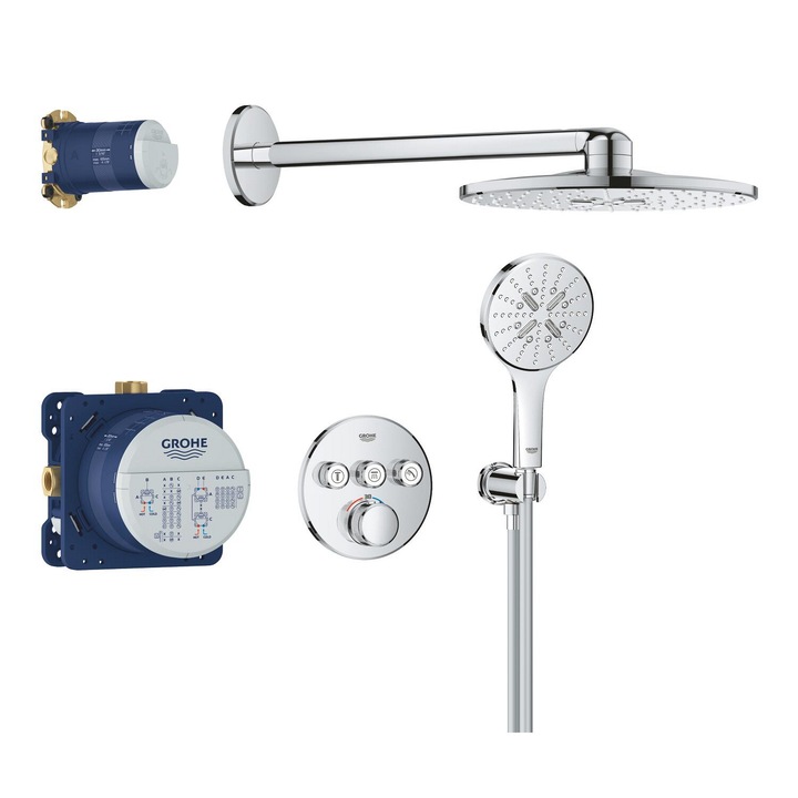 Sistem de dus Grohe SmartControl 34863000, 1/2'', incastrat, termostat, 310 mm, 2 functii, crom