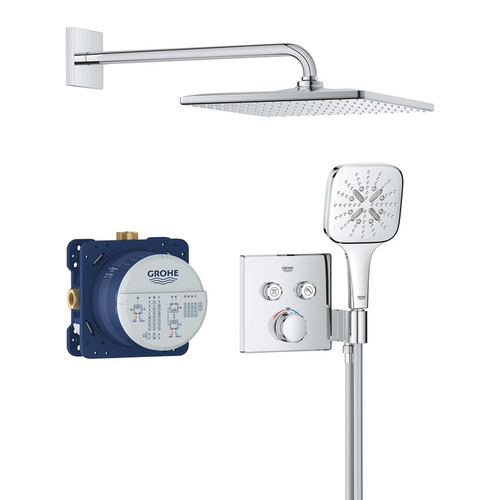 Sistem de dus Grohe SmartControl 34865000, 1/2'', incastrat, termostat, 310 mm, crom