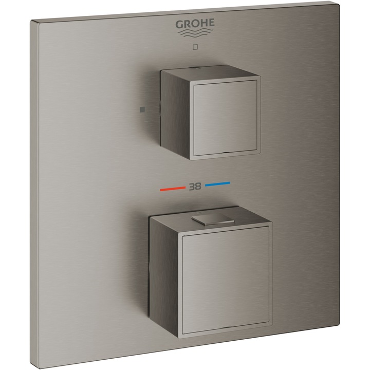 Unitate comanda Grohe Grohtherm Cube 24153AL0, aparenta, termostat, diverter, 2 iesiri, necesita set fixare, mat, hard graphite