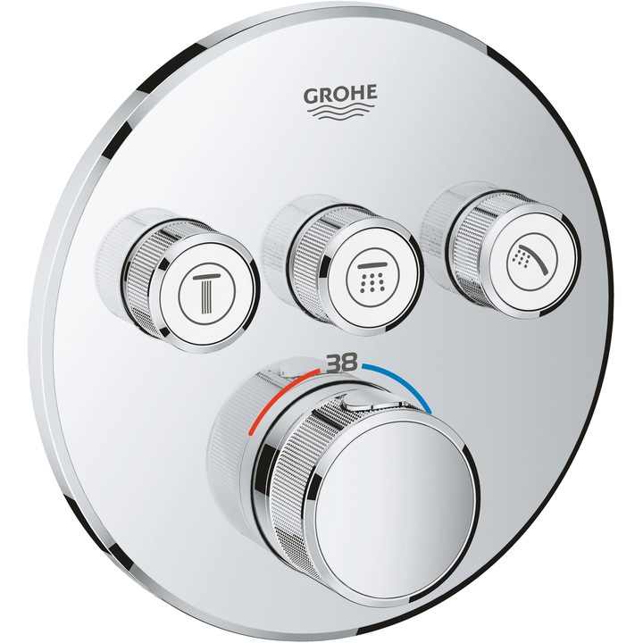 Контролен блок за душ Grohe Grohtherm Smartcontrol 29121000, 1.2'', 3 изхода, Термостат, Изисква фиксиращ комплект, Хром