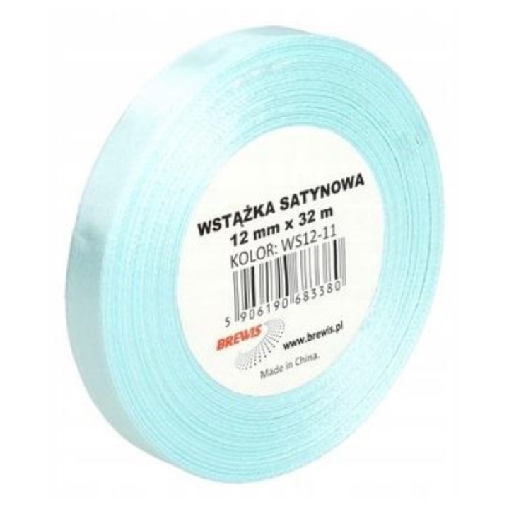 Panglica satinata, Brewis, 12mmx32m, Albastru