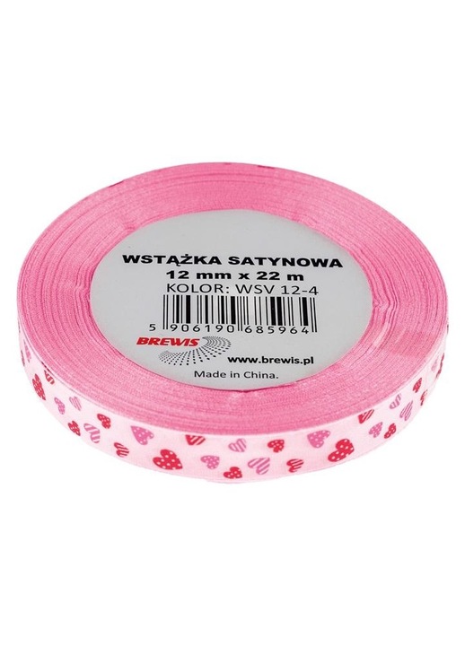 BREWIS szatén rózsaszín szalag 12mmx22m