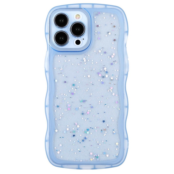 Telefontok, iPhone 14 Pro kompatibilis, Model Kawaii Bling Sparkle Glitter, Szilikon, Kék