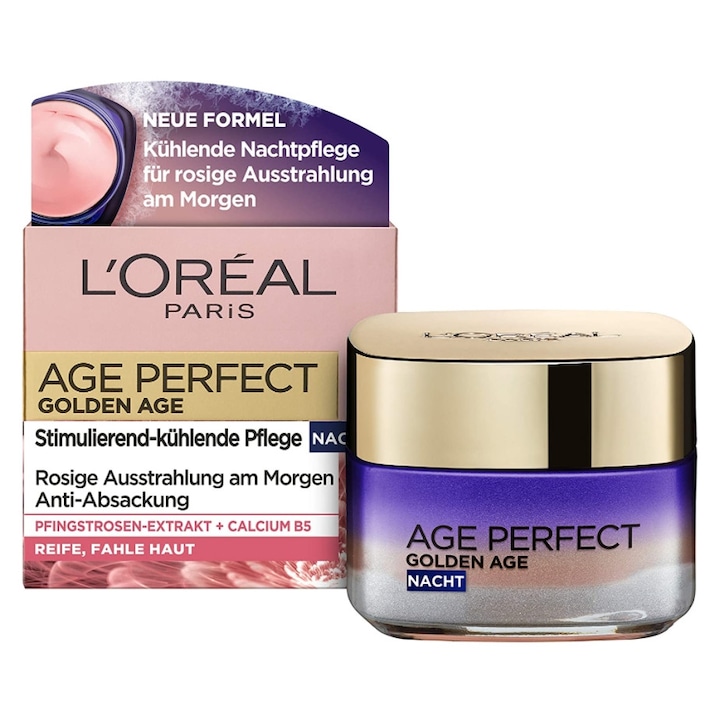 Éjszakai ápoló krém, L'Oreal, Neokalcium és bazsarózsa kivonattal, 50 ml