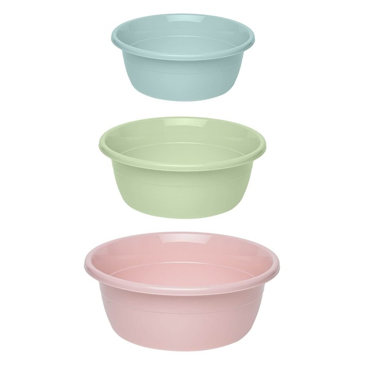 Set 3 boluri din plastic Shopiens® pentru amestecatarea compozitiei de patiserie, multicolor, 1.5lt 2.5 lt 4.5 lt