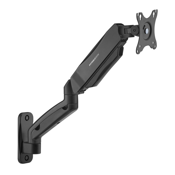 StableArm Lifter fali monitor tartó, 1 kar, könnyen rugózható, 2 szegmens, fali tartó, matt fekete