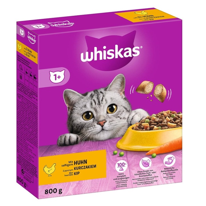 Hrana uscata pentru pisici, Whiskas, Pui, Adult, 800 g