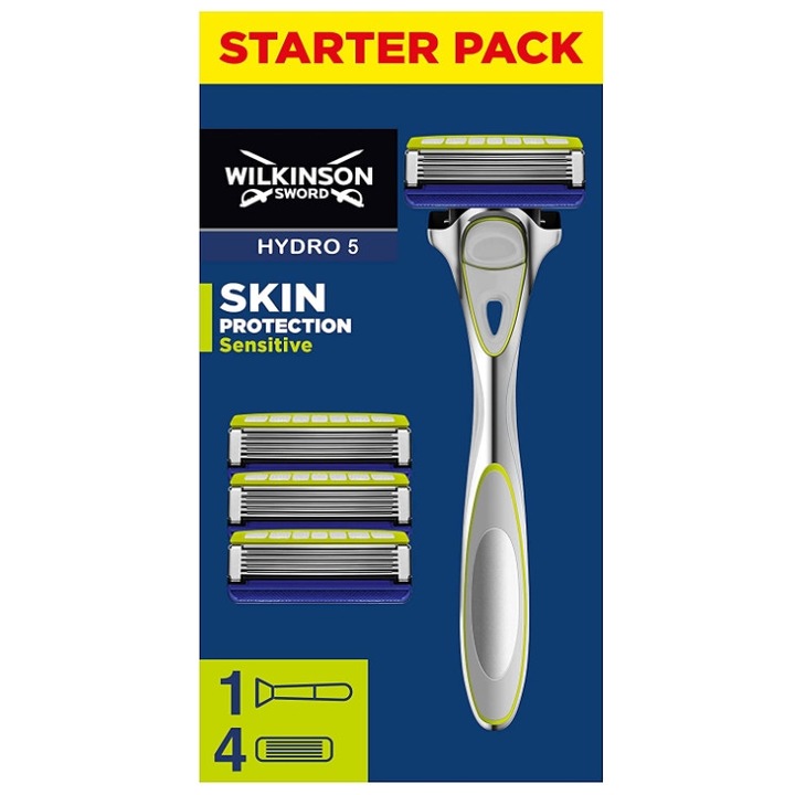 Класическа самобръсначка, Wilkinson, Hydro 5 Skin Protection Sensitive, с витамин Е, 1 брой + 4 ножчета