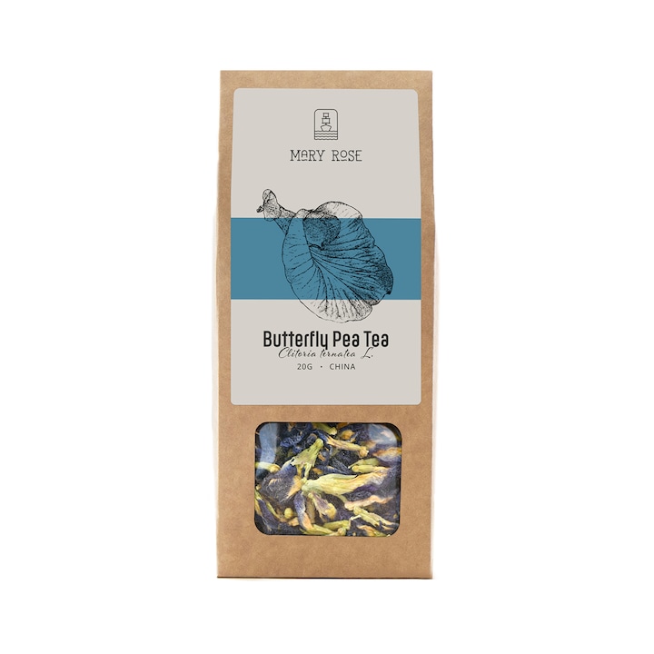 Син чай Clitoria Ternatea, Butterfly Pea Tea, Mary Rose, Blue Flowers 20гр