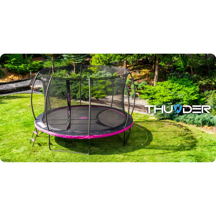 Trambulina de gradina pentru copii, Thunder, Inside Ultra 10Ft, 305 cm, cu plasa de protectie interioara, Roz